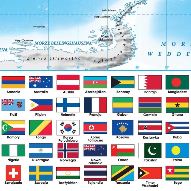Świat 1:42 000 000. Dwustronna mapa ścienna. Polityczna i fizyczna. Strona polityczna - fragment 5