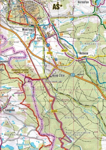 Assko, Chebsko. Mapa turystyczna 405 wydawnictwa Shocart. Fragment 2