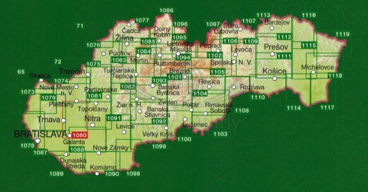 Dolina Wagu / Povazie, Hlohovec. Mapa turystyczna 1080 wydawnictwa Shocart. Publikacje