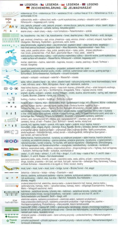 Dolina Wagu / Povazie, Hlohovec. Mapa turystyczna 1080 wydawnictwa Shocart. Legenda