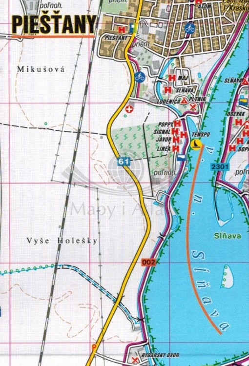 Dolina Wagu / Povazie, Hlohovec. Mapa turystyczna 1080 wydawnictwa Shocart. Fragment 1