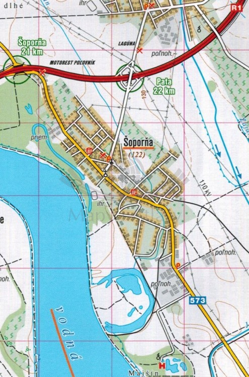 Dolina Wagu / Povazie, Hlohovec. Mapa turystyczna 1080 wydawnictwa Shocart. Fragment 2