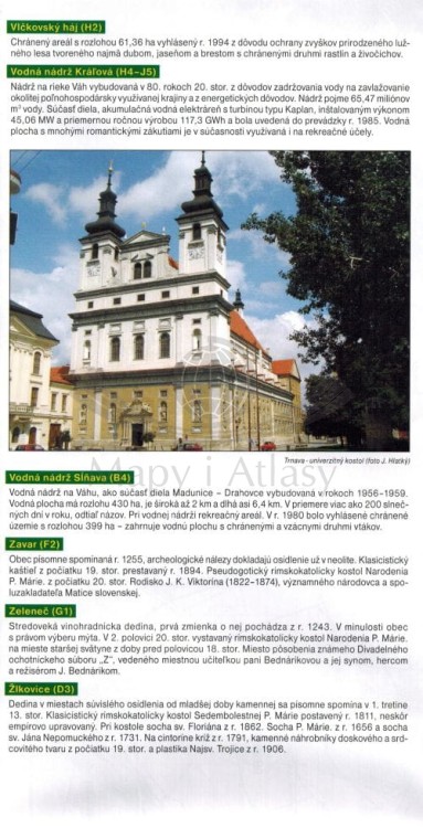 Dolina Wagu / Povazie, Hlohovec. Mapa turystyczna 1080 wydawnictwa Shocart. Opis atrakcji - fragment
