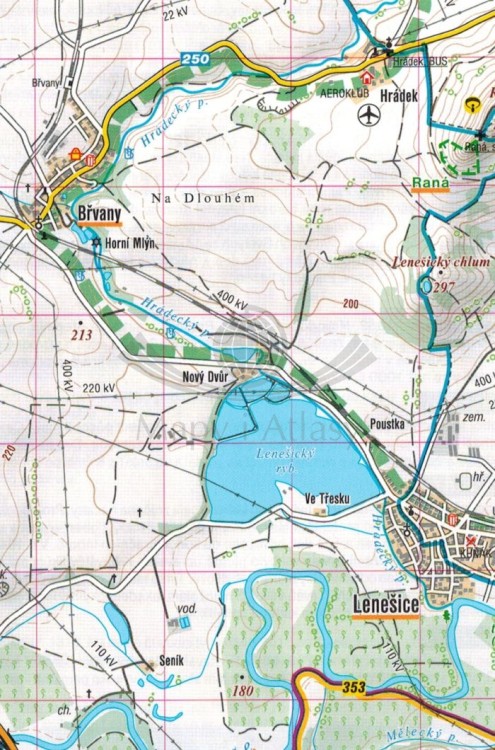 Lounsko, Dzban. Louny, Kladno. Mapa turystyczna 11 wydawnictwa Shocart. Fragment 1