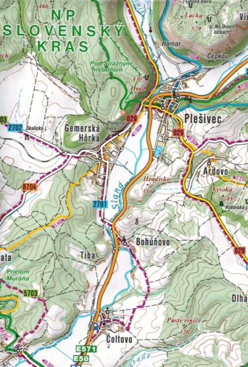 Murańska Płanina, Rudawy Słowackie - zachód. Mapa turystyczna 232 wydawnictwa Shocart. Fragment 2