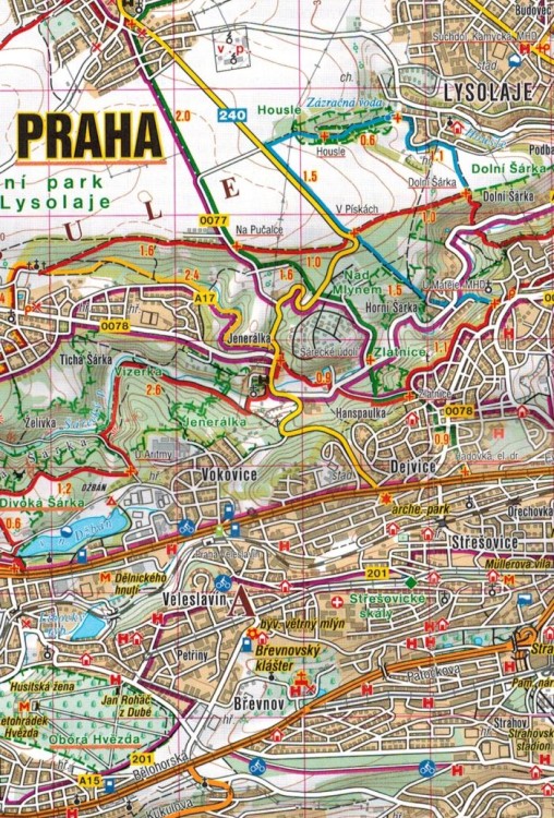 Praga. Północne okolice Pragi / Okoli Prahy - Sever. Mapa turystyczna 18 wydawnicta Shocart.  Fragment 1