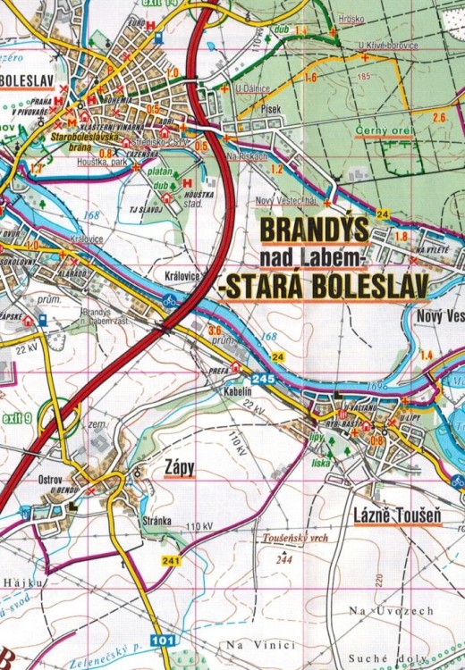 Praga. Północne okolice Pragi / Okoli Prahy - Sever. Mapa turystyczna 18 wydawnicta Shocart. Fragment 2