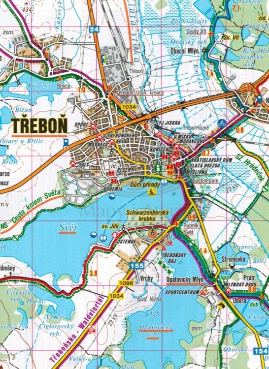 Trebonsko, Horni Luznice. Mapa turystyczna 41 wydawnictwa Shocart. Fragment 2