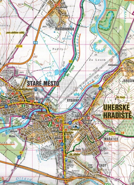 Slovacko, Chriby. Mapa turystyczna 63 wydawnictwo Shocart. Fragment 1