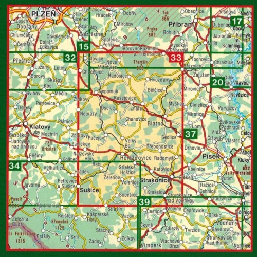 Pootavi - Susicko, Strakonicko. Mapa turystyczna 33 wydawnictwa Shocart. Zasięg