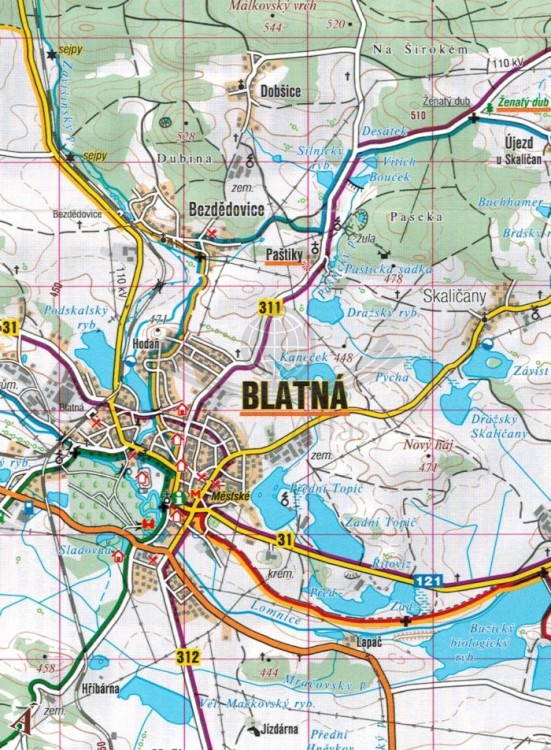Pootavi - Susicko, Strakonicko. Mapa turystyczna 33 wydawnictwa Shocart. Fragment 1