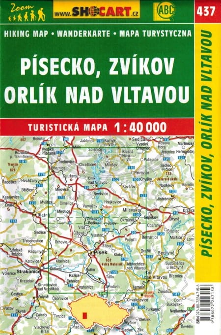 Pisecko, Zvikov, Orlik nad Vltavou. Mapa turystyczna 437 wydawnictwa Shocart. Zasięg