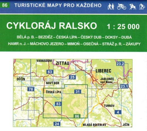 Cykloraj Ralsko. Mapa turystyczna 86 wydawnictwa Geodezie On Line. Zasięg