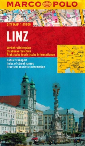 Linz 1:15 000. Laminowany plan miasta wydawnictwa Marco Polo. Okładka