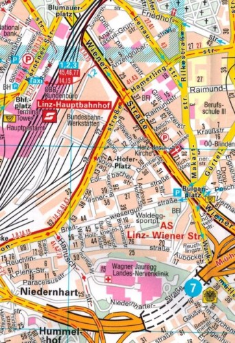 Linz 1:15 000. Laminowany plan miasta wydawnictwa Marco Polo. Fragment 1