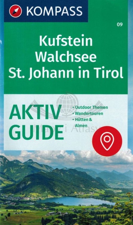 Kufstein, Walchsee, St. Johann in Tirol. Wodoodporna mapa turystyczna 09 wydawnictwa Kompass. Mini przewodnik - okładka