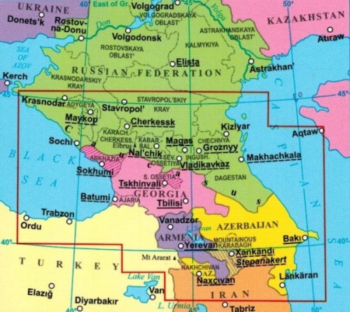 Kaukaz 1:1 000 000. Armenia, Azerbejdżan, Gruzja. Mapa samochodowo-turystyczna wydawnictwa Gizi Map. Zasięg