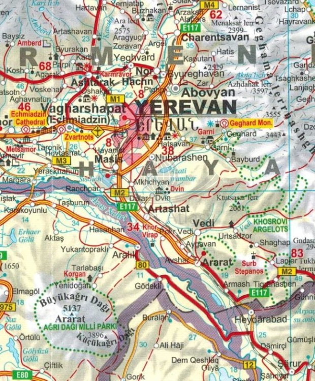 Kaukaz 1:1 000 000. Armenia, Azerbejdżan, Gruzja. Mapa samochodowo-turystyczna wydawnictwa Gizi Map. Fragment 2