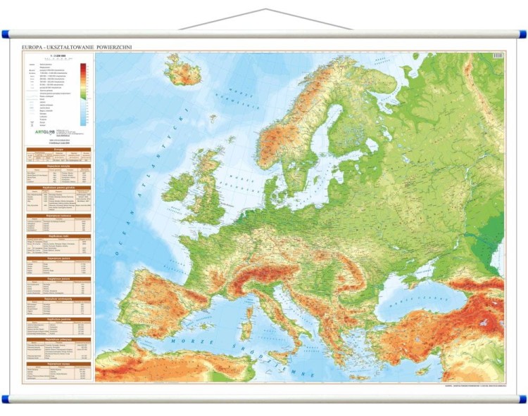 Europa 1:3 250 000. Mapa ścienna fizyczna