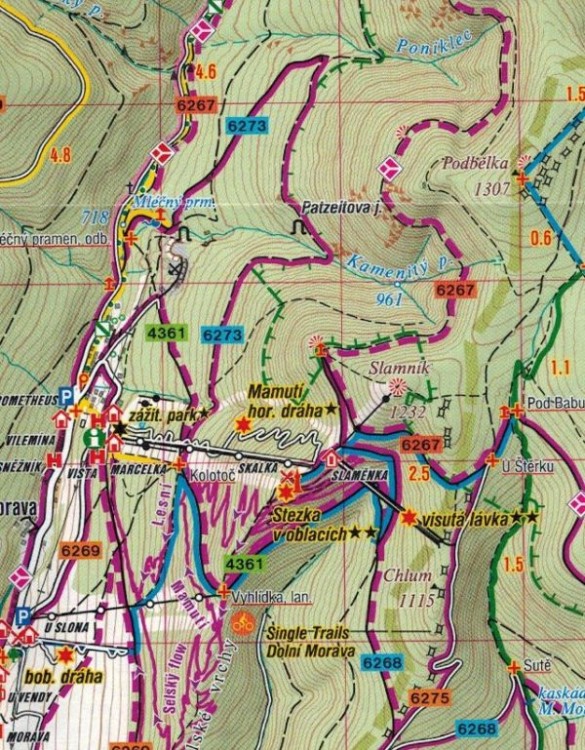 Jesioniki, Pradziad, Kralicki Śnieżnik. Mapa turystyczna 458 wydawnictwa Shocart. Fragment 1