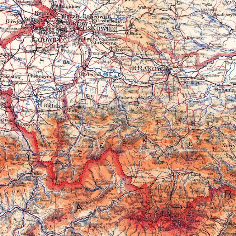 Rzeczpospolita Polska z 1934 r. - reprint. Arkusz, mapa ścienna. Fragment 1