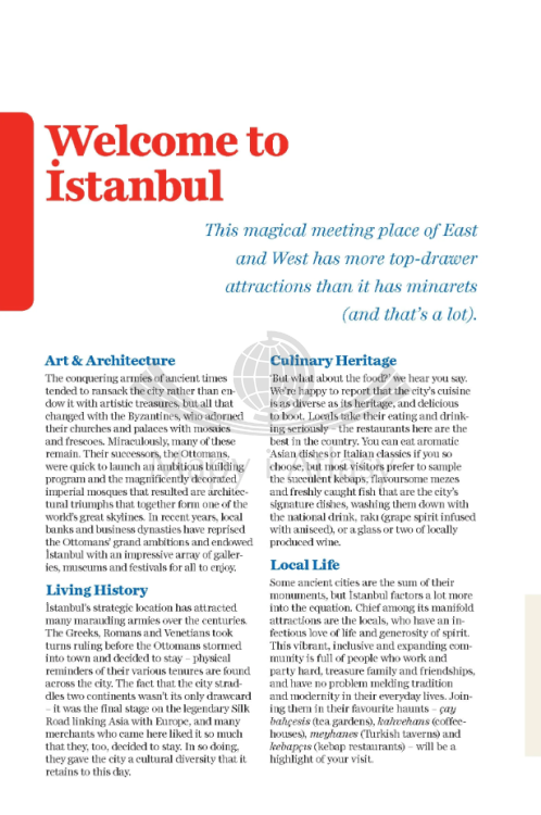 Stambuł / Istanbul. Przewodnik z planem miasta wydawnictwa Lonely Planet. Przykładowa strona 4