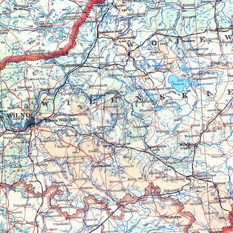 Rzeczpospolita Polska z 1934 r. - reprint. Mapa w ramie drewnianej. Fragment 4