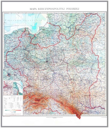 Rzeczpospolita Polska z 1934 r. - reprint. Mapa. Wersja do wpinania