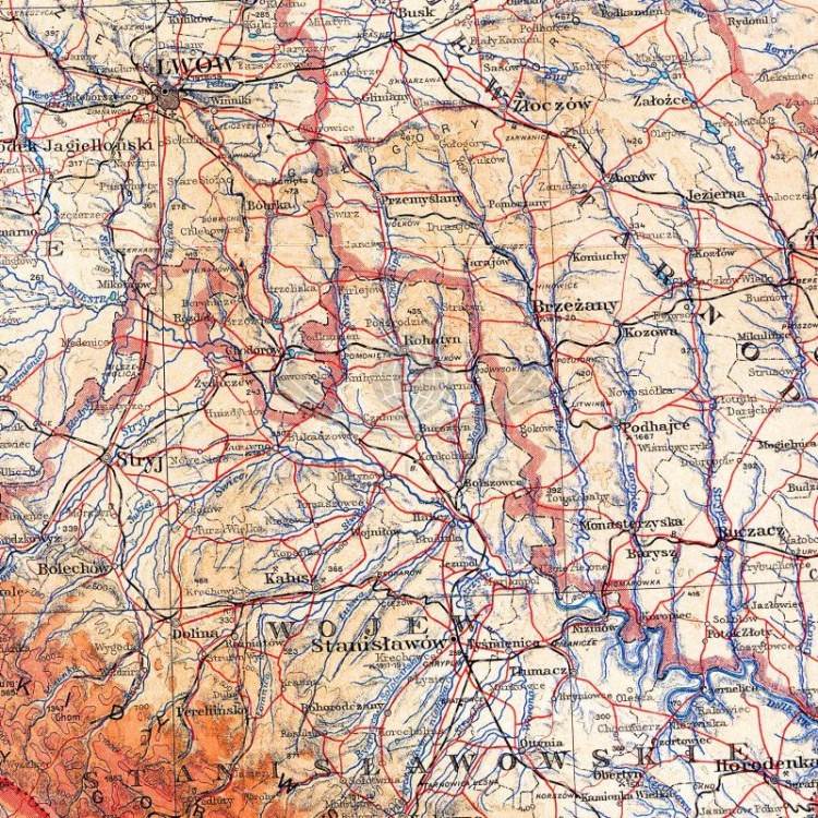 Rzeczpospolita Polska z 1934 r. - reprint. Mapa. Wersja magnetyczna. Fragment 6