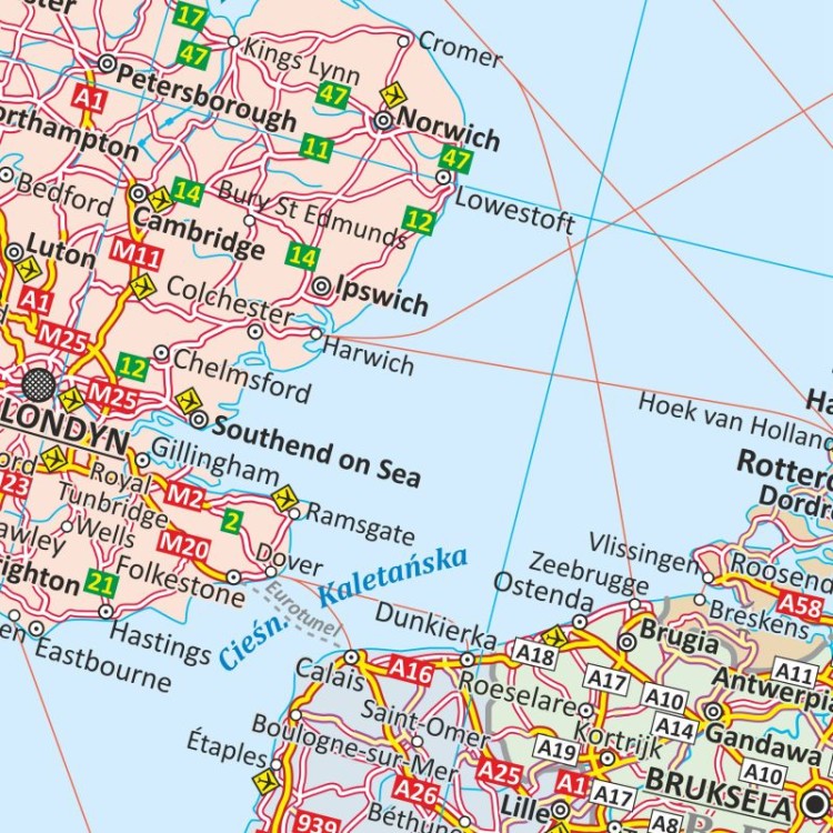 Europa 1:3 000 000. Mapa ścienna drogowa. Fragment 3