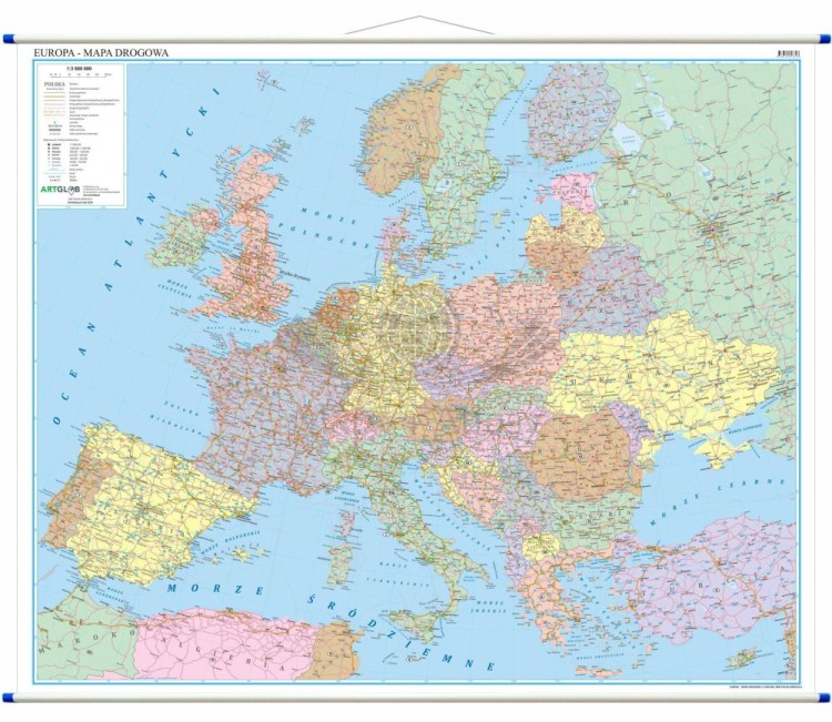 Europa 1:3 600 000. Mapa ścienna drogowa