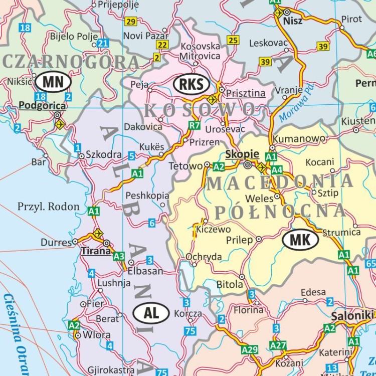 Europa 1:3 600 000. Arkusz, mapa ścienna drogowa. Fragment 1