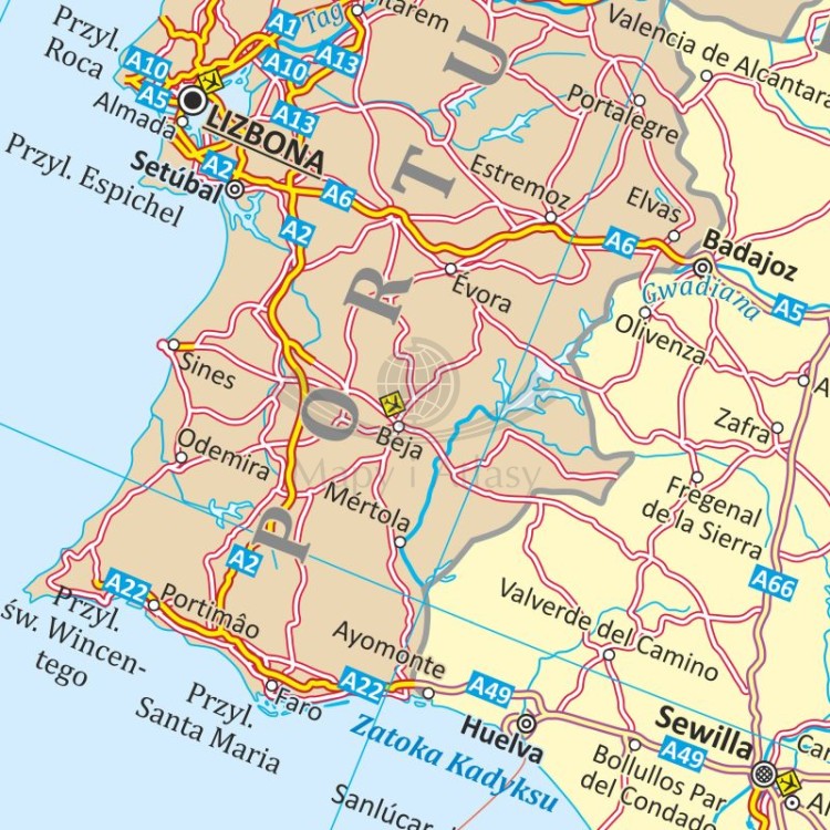 Europa 1:3 000 000. Mapa drogowa w ramie drewnianej. Fragment 1