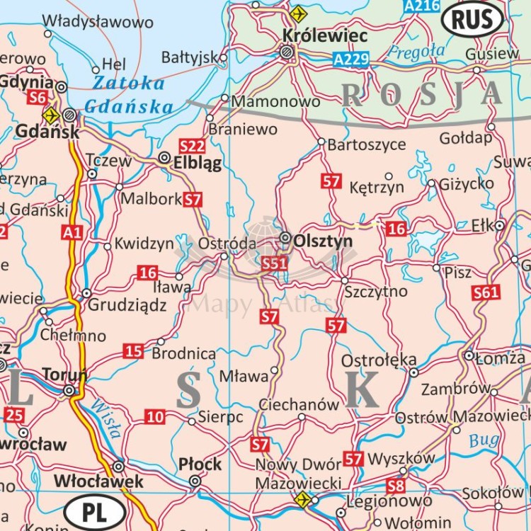 Europa 1:3 000 000. Mapa drogowa w ramie drewnianej. Fragment 4