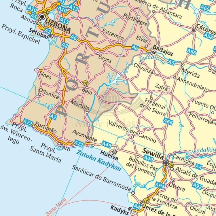Europa 1:3 600 000. Mapa drogowa w ramie drewnianej. Fragment 2