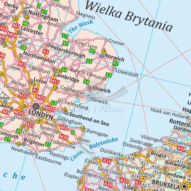 Europa 1:3 600 000. Mapa drogowa w ramie drewnianej. Fragment 3