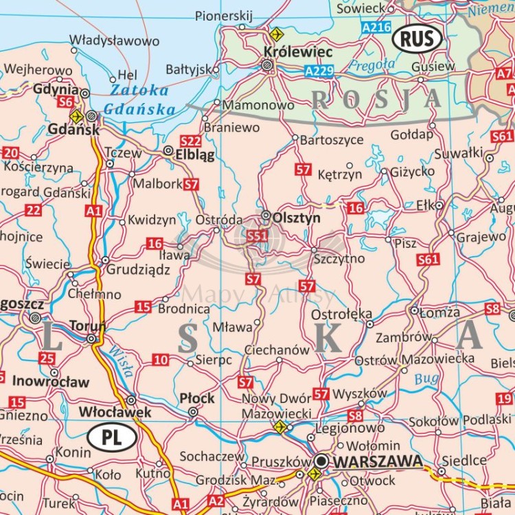 Europa 1:3 600 000. Mapa drogowa w ramie drewnianej. Fragment 4
