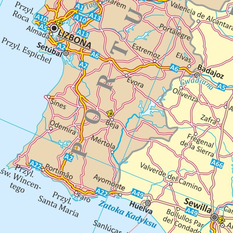 Europa 1:3 000 000. Mapa drogowa. Wersja do wpinania. Fragment 1