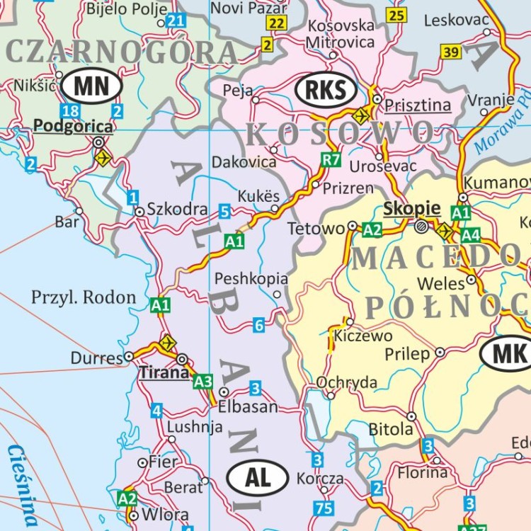 Europa 1:3 000 000. Mapa drogowa. Wersja do wpinania. Fragment 2