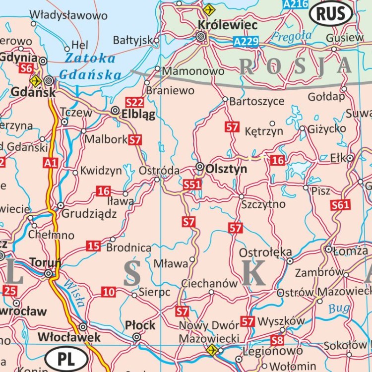 Europa 1:3 000 000. Mapa drogowa. Wersja do wpinania. Fragment 4