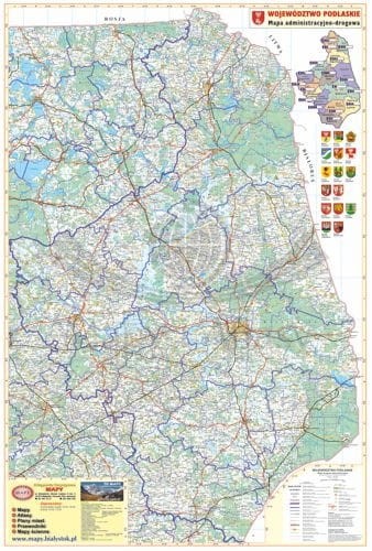 Województwo podlaskie 1:200 000. Mapa ścienna administracyjno-drogowa
