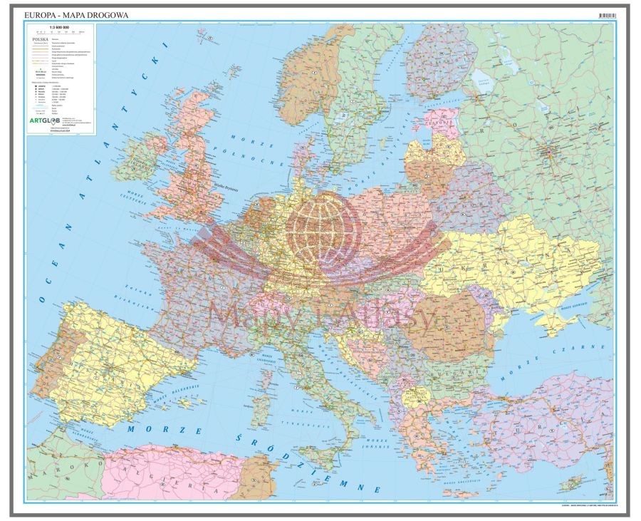 Europa 1:3 600 000. Mapa drogowa. Wersja magnetyczna