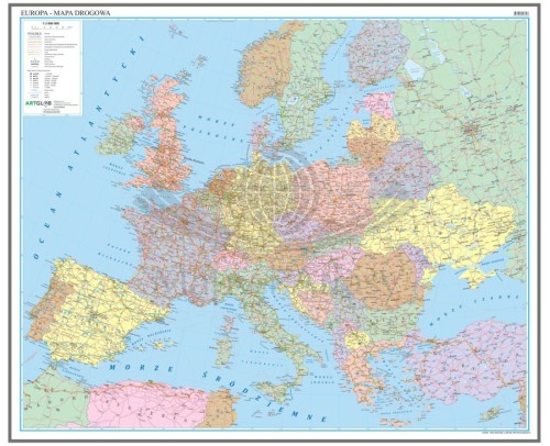 Europa 1:3 600 000. Mapa drogowa. Wersja magnetyczna