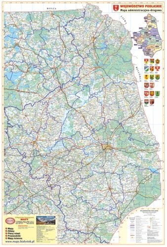 Województwo podlaskie 1:160 000. Mapa ścienna administracyjno-drogowa