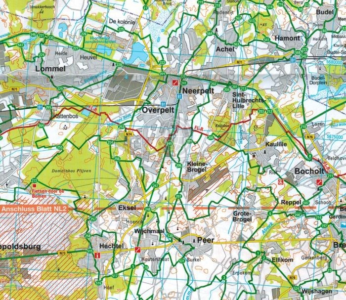 Belgia: region Flamandzki / Belgien: Flandern. Wodoodporna mapa rowerowa wydawnictwa ADFC. Fragment 2