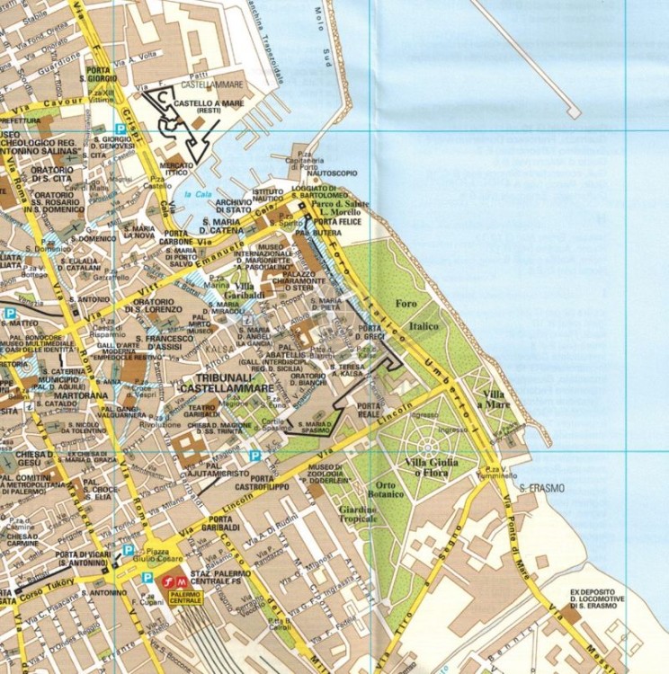 Palermo / Palerme 1: 12 500. Mapa / Plan miasta wydawnictwa Touring Editore. Fragment 1