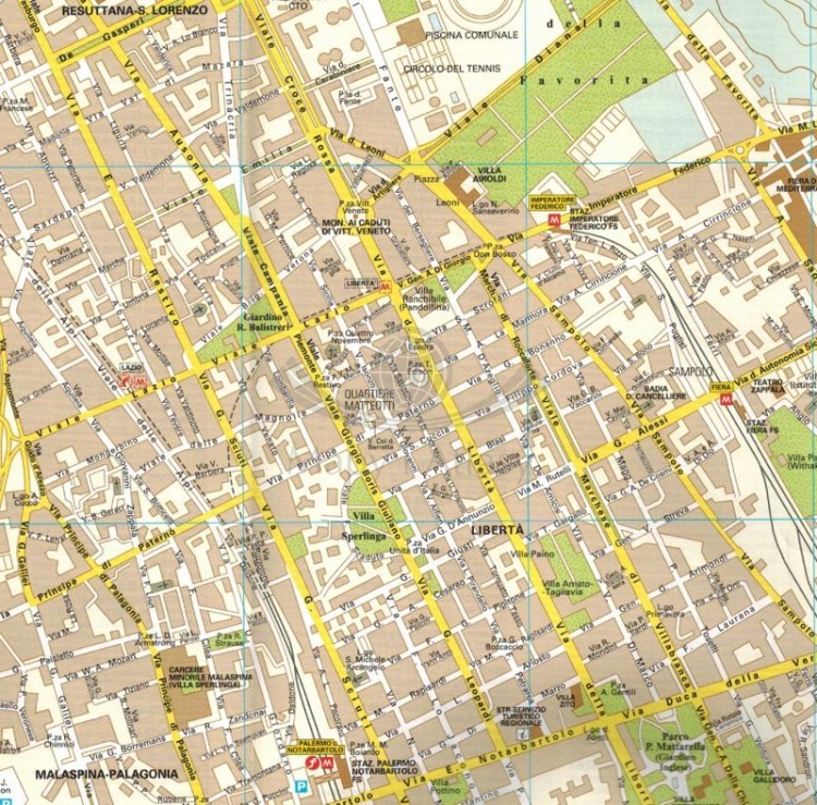 Palermo / Palerme 1: 12 500. Mapa / Plan miasta wydawnictwa Touring Editore. Fragment 2