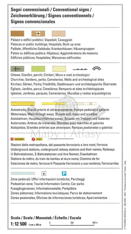 Palermo / Palerme 1: 12 500. Mapa / Plan miasta wydawnictwa Touring Editore. Legenda