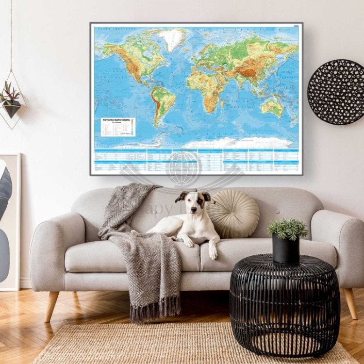 Świat 1:21 200 000. Mapa fizyczna. Wersja magnetyczna. Przykład aranżacji