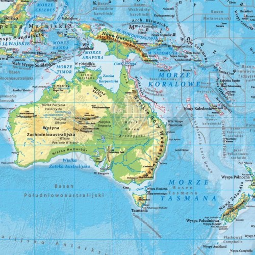 Świat 1:42 000 000. Mapa fizyczna. Wersja do wpinania. Fragment 1